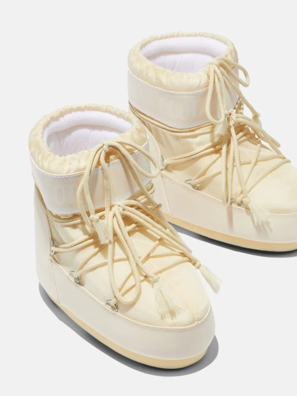 Moon Boot MB ICON LOW CREAM NYLON BOOTS NWT NEVER WORN Women's Size 7 - Picture 1 of 6